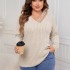 2024 new V-neck sweater for European and American foreign trade cross-border Amazon autumn and winter plus size fat MM loose outer sweater