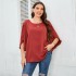 2022 European and American style cross-border foreign trade plus size women's shirt red half sleeved loose top Amazon independent website