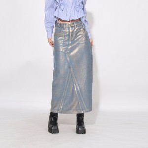 Street fashion sexy high waisted A-line skirt 2025 spring new style, personalized and niche design, denim skirt for women