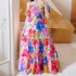 2024 Cross border New Spring/Summer European and American Women's Dress One Shoulder Floral Fashion Off Shoulder Long Style