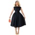 European and American women's clothing 2025 spring new style elegant temperament one collar high waist slimming bandage A-line dress