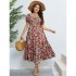 Self developed European and American foreign trade Amazon AliExpress hot summer floral one shoulder waist slimming dress