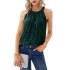 2024 Summer Europe and America Amazon Cross border New Solid Color Neck Hanging Style Women's Glitter Feel Micro Elastic Strap Glitter Tank Top