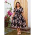 EBay Amazon Wish V-neck Dress Summer 2024 New Style Fluttering Sleeves, Waist Collection, Floral Blossoming Dress