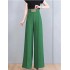 European and American Cross border 2024 New Elegant Solid Color Micro Elastic Drop Feeling High Waist slimming pants Casual pants Women's wide leg pants