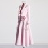 2025 new pink three-dimensional rose two-piece suit with waist cinching and slimming effect+pleated mid length skirt set