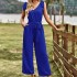 2024 Summer Amazon Cross border New Commuter Style Solid Color Sleeveless Strap Nine Part Pants jumpsuit