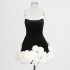 Yue Nan Feng Sexy Dress 2025 Spring New Velvet Wrapped Chest Three Dimensional White Rose Short Pony Dress