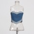 Sexy spicy girl style denim top 2025 spring new retro washed heart patchwork slim fit strapless vest for women