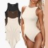 Cross border European and American hot item 2023 summer Amazon AliExpress tight fitting jumpsuit sleeveless groove strip jumpsuit triangle