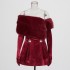 Temperament socialite style velvet dress 2025 new style fur collar splicing diamond inlaid high-end feeling sexy strapless short skirt for women