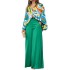 South American Women's New 2024 Printed Casual Set Loose Large Collar Shirt High Waist Wide Leg Pants Two Piece Set