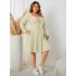 Independent research and development of Amazon's new European and American plus size dress, square collar dress, cross-border long sleeved short skirt for women