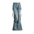 Sweet and Spicy Women's Team Style Low Waist Work Pants 2025 Early Spring New Style, Made Old, Straw, Slim Fit, Trumpet Jeans for Women