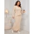 Independent research and development of European and American plus size loose fashion set, foreign trade new style long sleeved irregular hem hip hugging skirt set