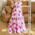 2024 Cross border New Spring/Summer European and American Women's Dress One Shoulder Floral Fashion Off Shoulder Long Style