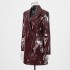 Retro patent leather two-piece set, 2025 early spring new style, slim fit suit jacket, high waist short skirt set