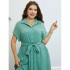 Self developed European and American foreign trade Amazon AliExpress hot summer green half cardigan tied waist dress