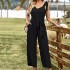 2024 Summer Amazon Cross border New Commuter Style Solid Color Sleeveless Strap Nine Part Pants jumpsuit