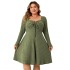 Independent research and development of Amazon's new European and American plus size dress, square collar dress, cross-border long sleeved short skirt for women