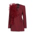 French retro style suit jacket 2025 new three-dimensional splicing ruffle decoration Angola red small suit for women