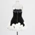 Yue Nan Feng Sexy Dress 2025 Spring New Velvet Wrapped Chest Three Dimensional White Rose Short Pony Dress