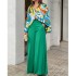 South American Women's New 2024 Printed Casual Set Loose Large Collar Shirt High Waist Wide Leg Pants Two Piece Set