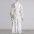 European and American retro style 2025 spring new item lapel long lantern sleeves medium long embroidery hollow solid color dress for women