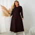 Cross border Amazon foreign trade plus size women's clothing chubby sister hooded casual dress autumn new collection waist cinched A-line skirt