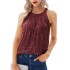 2024 Summer Europe and America Amazon Cross border New Solid Color Neck Hanging Style Women's Glitter Feel Micro Elastic Strap Glitter Tank Top