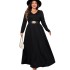 Amazon back hollow long skirt autumn new item European and American plus size loose long sleeved dress high waist dress