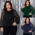 Amazon's new bubble sleeve shirt, AliExpress European and American design sense, round neck plus size long sleeved loose women's shirt