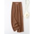 European and American Cross border 2024 New Elegant Solid Color Micro Elastic Drop Feeling High Waist slimming pants Casual pants Women's wide leg pants