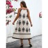 Cross border foreign trade Europe and America 2024 new hollow sexy suspender long dress Amazon hot item sleeveless printed dress