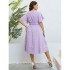 Self developed European and American foreign trade Amazon AliExpress hot summer V-neck purple loose plus size dress for women