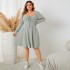 Independent research and development of Amazon's new European and American plus size dress, square collar dress, cross-border long sleeved short skirt for women