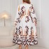 Hot selling loose plus size dress on AliExpress in Europe and America, Amazon's new printed long sleeved V-neck long dress