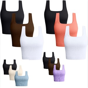 2023 Amazon Cross border Foreign Trade Women's Solid Color Sexy Sports Running Fitness Yoga Comfortable Tank Top