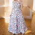 2024 Cross border New Spring/Summer European and American Women's Dress One Shoulder Floral Fashion Off Shoulder Long Style