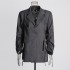 Fashion design sense suit 2025 spring new style structural deep V-neck single button drawstring suit jacket for women