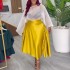 European and American cross-border women's clothing 2025 spring new style temperament solid color high waist A-line irregular mid length skirt