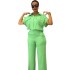 Cross border European and American women's clothing 2024 summer new casual collar short sleeved shirt wide leg pants fashion set