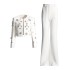 European and American fashion two-piece set 2025 new heavy industry nail bead jacket jacket+high waisted split slightly flared pants set for women