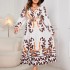 Hot selling loose plus size dress on AliExpress in Europe and America, Amazon's new printed long sleeved V-neck long dress