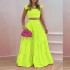 2024 Summer European and American Amazon Cross border New Style Stylish Sexy Bareback Solid Color Strap Two piece Long Skirt Dress