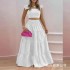 2024 Summer European and American Amazon Cross border New Style Stylish Sexy Bareback Solid Color Strap Two piece Long Skirt Dress