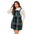 European and American AliExpress new plaid shoulder strap skirt Amazon foreign trade fat MM plus size loose shoulder strap dress for women