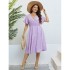 Self developed European and American foreign trade Amazon AliExpress hot summer V-neck purple loose plus size dress for women