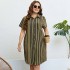 Self developed European and American foreign trade Amazon AliExpress hot summer black striped loose casual shirt skirt for women