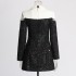 French socialite style dress 2025 new heavy industry nail bead sequin design, high-end feeling, lapel long sleeved short skirt for women